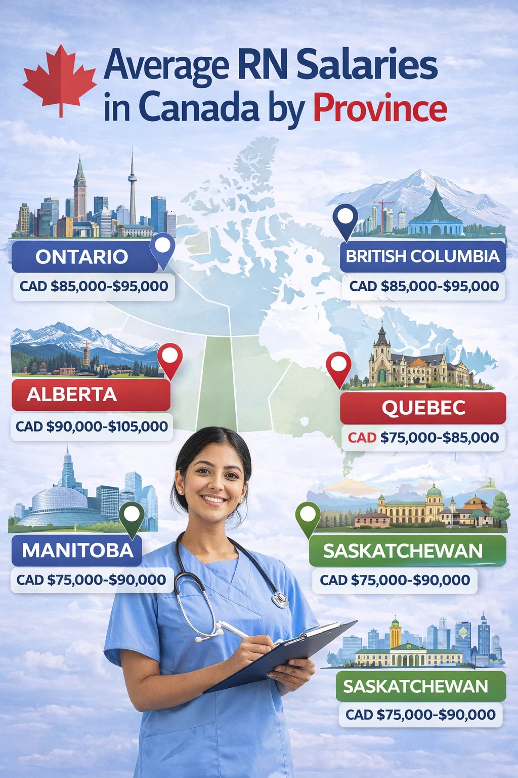 average salary for nurses (NOC 31301) in Canada
